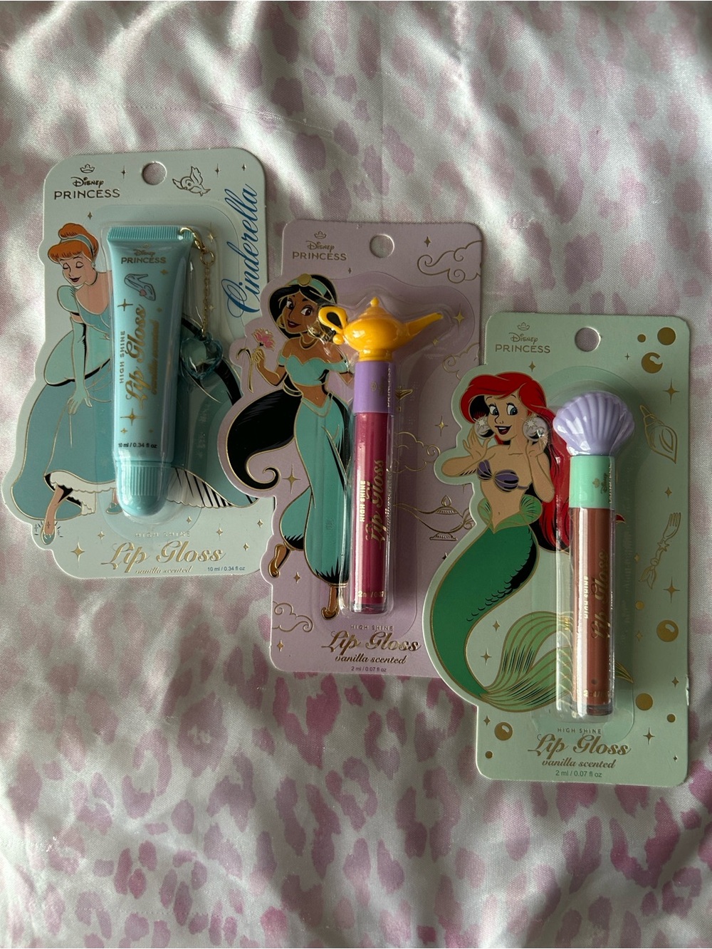 Disney Princess Cute Lip Gloss Bundle of 3 Cinderella Jasmine Ariel NEW